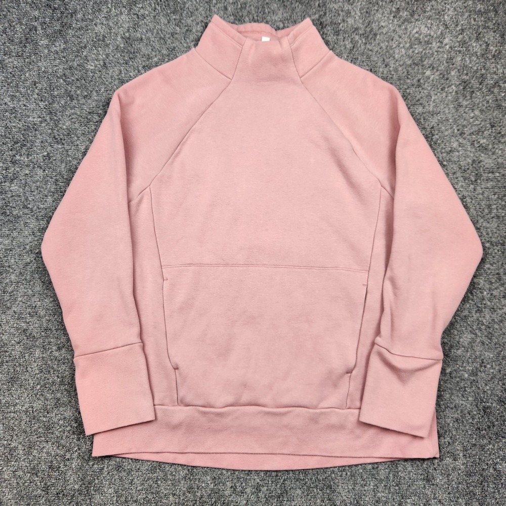 Fabletics Sweatshirt Womens Medium Pink Mock Neck Pullover‎ Kangaroo Pocket